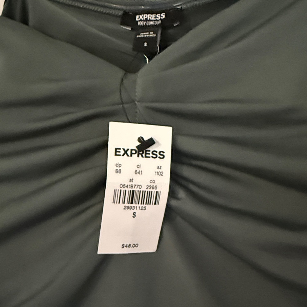 Express Olive Ruched Bodysuit - Picture 6 of 7